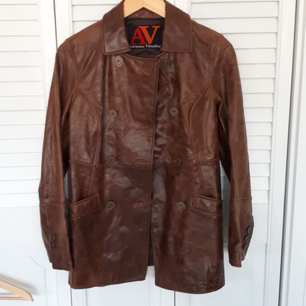 Adrienne Vittadini leather jacket. Size 2